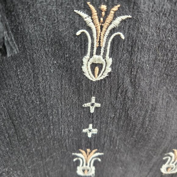 Caslon Black Embroidered Boho Peasant Tassels Tunic Midi Dress Large - Picture 13 of 13
